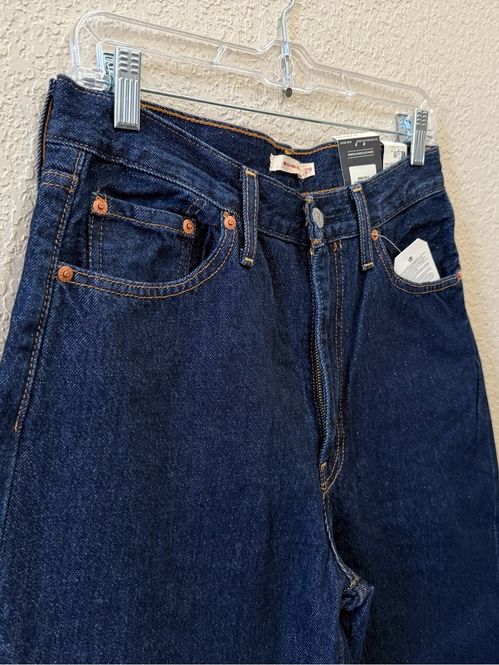 Levi’s Jeans Ribcage High-Rise Wide Leg Dark Indigo Casual Festival Western 29 - Picture 9 of 14